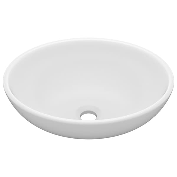 vidaXL Luksuriøs servant ovalformet matt hvit 40x33 cm keramisk