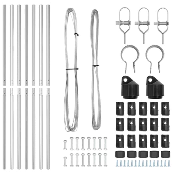 vidaXL Gjerdepåle 7 pcs sølv Stål