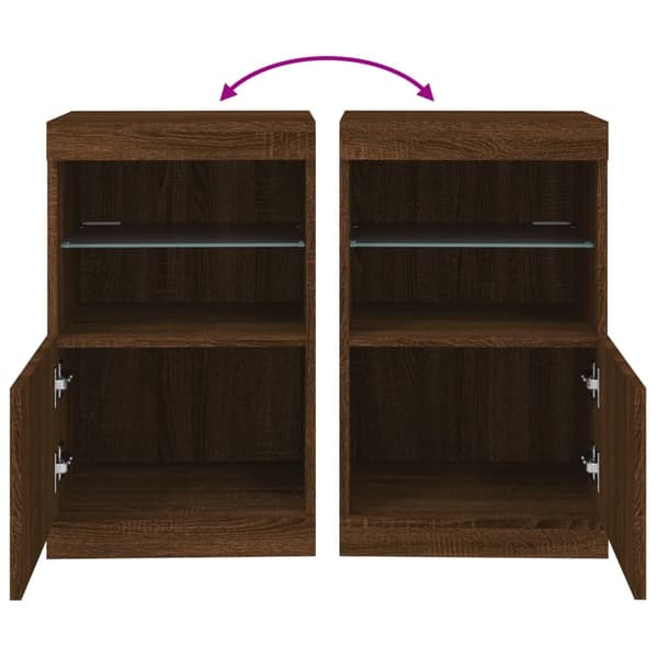 vidaXL Skjenk med LED-lys brun eik 41x37x67 cm
