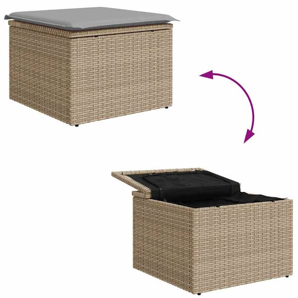 vidaXL Soffset med kudde 4 pcs Beige och Ljusgrå konstrotting
