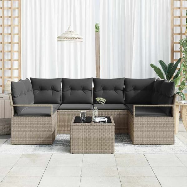 vidaXL Soffset 7 pcs Ljusgrå och Mörkgrå konstrotting