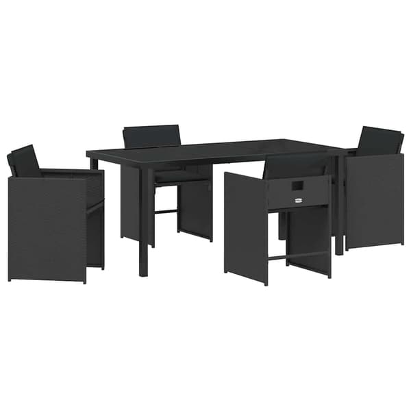 vidaXL Hage Spisegruppe 5 pcs Svart polyrotting