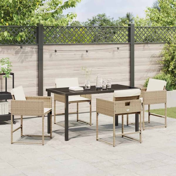 vidaXL Hage Spisegruppe 5 pcs Beige polyrotting