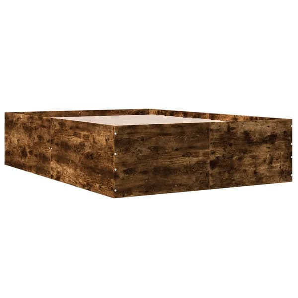 vidaXL Sengeramme røkt eik 135x190 cm konstruert tre