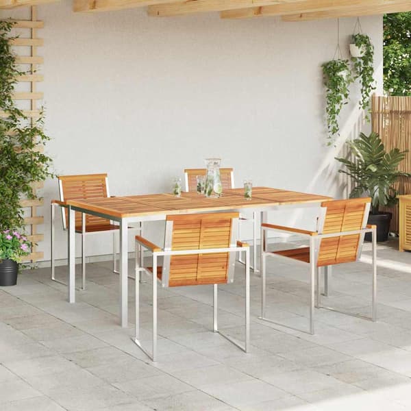 vidaXL Hage Spisegruppe 5 pcs Brun Solid akasietre