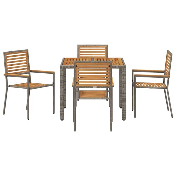 vidaXL Hage Spisegruppe 5 pcs Grå og Brun polyrotting