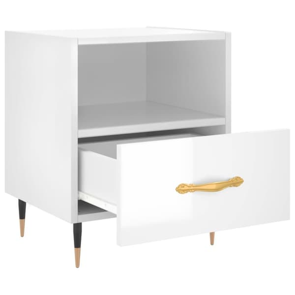 vidaXL Sängbord vit högglans 40x35x47,5 cm konstruerat trä