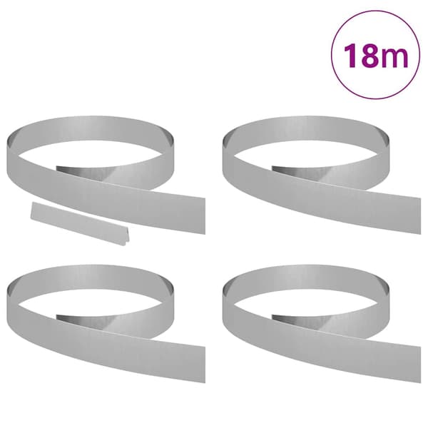 vidaXL Kant för gräsmatta 4 pcs Silver 450 x 0.05 x 15 cm