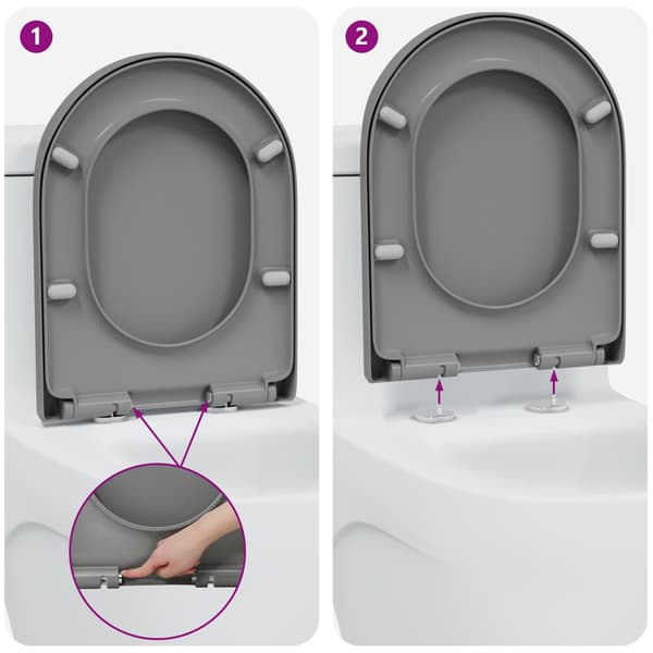 vidaXL Grå Plast Standard Toalettsits Oval Modern Oval toalettsits