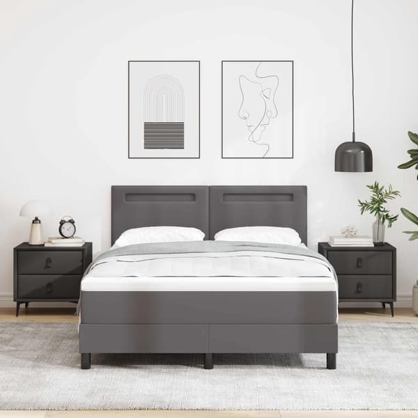 vidaXL Bäddfjäder med madrass Grå 160 x 200 cm Konstläder