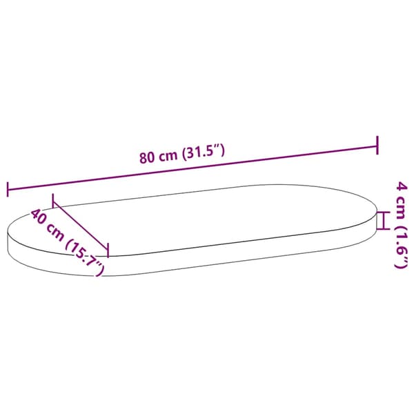 vidaXL Bordplate 80x40x4 cm oval heltre eik