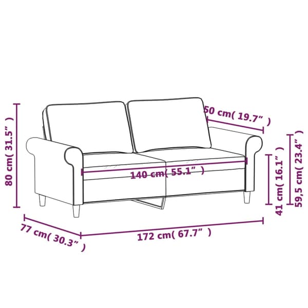 vidaXL Soffa 2-sits mörkgrå 140 cm tyg