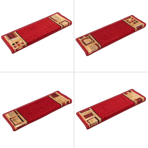 vidaXL Selvklebende trappematter 10 stk 65x21x4 cm rød