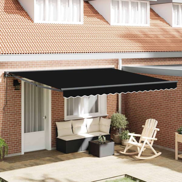 vidaXL Markisram Svart 400 × 300 cm Polyester med PU-beläggning