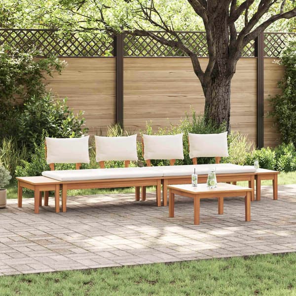 vidaXL Hagesofa Set 5 pcs Brun og Krem