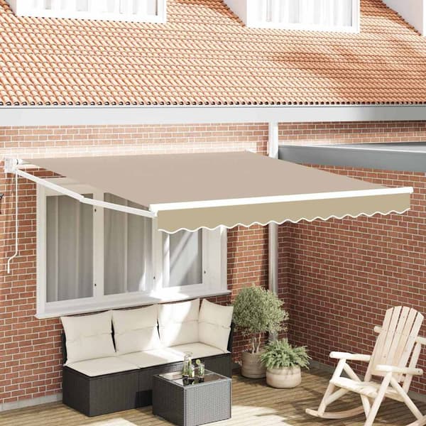 vidaXL Utfällbar markis Beige 350 x 250 cm Polyester och aluminium