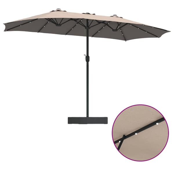 vidaXL Hageparasol Gråbrun 385 x 209 x 244 cm Polyester