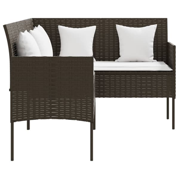 vidaXL Sofa L-formet med puter polyrotting brun