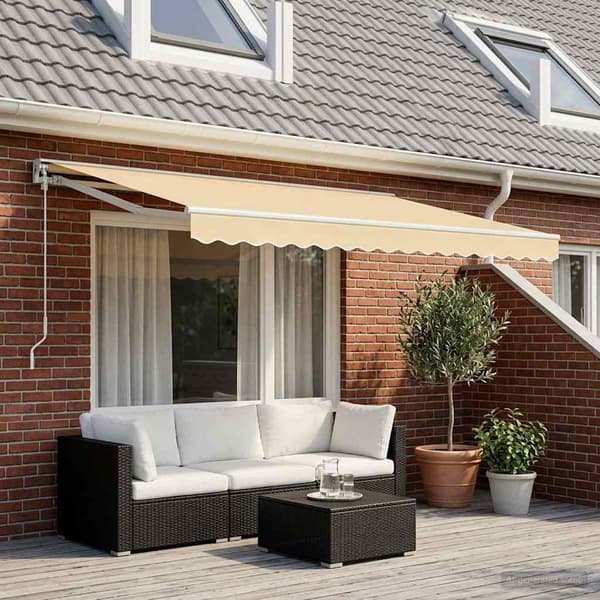 vidaXL Ersättningstyg för markis gräddvit 500x300 cm polyester