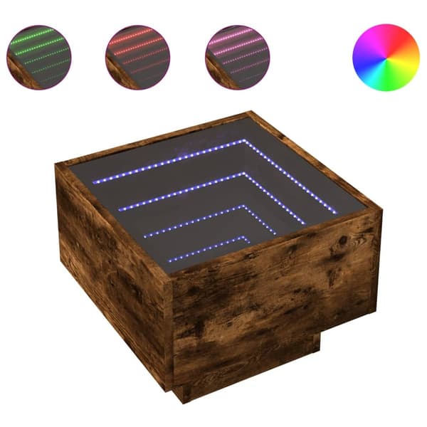 vidaXL Sidebord LED røkt eik 40x40x30 cm konstruert tre
