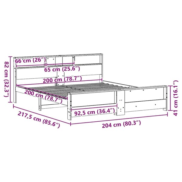 vidaXL Sengestamme med hodegjerde Hvit 200 x 200 cm Konstruert tre