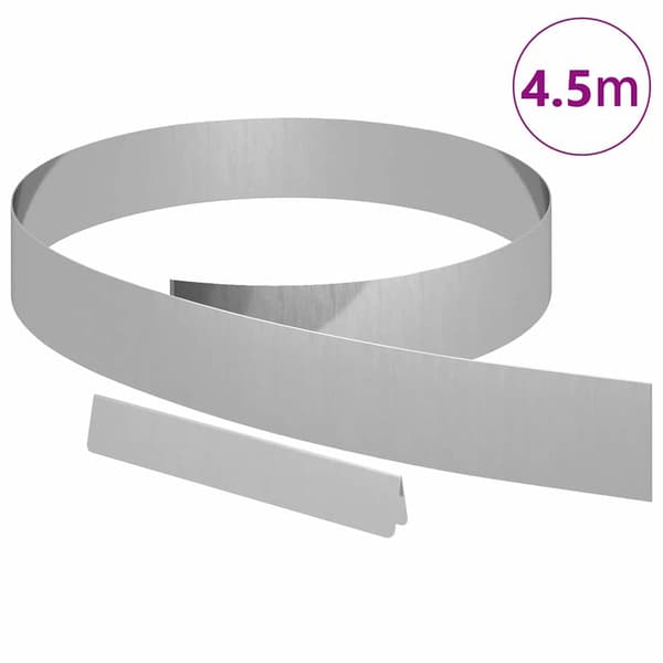 vidaXL Kant för gräsmatta Silver 450 x 0.05 x 15 cm Galvaniserat Stål