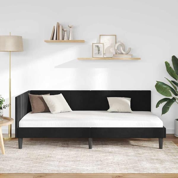 vidaXL Hörnssängram Svart 100 x 200 cm Sammet