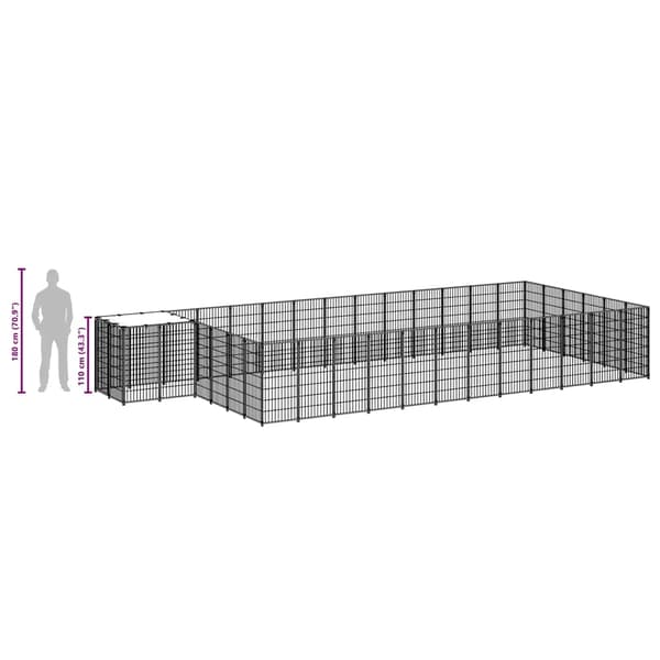 vidaXL Hundgård silver 22,99 m² stål