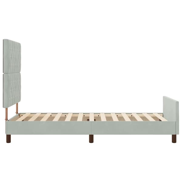 vidaXL Bäddfjäder med huvudgavel Ljusgrå 100 x 200 cm Sammet