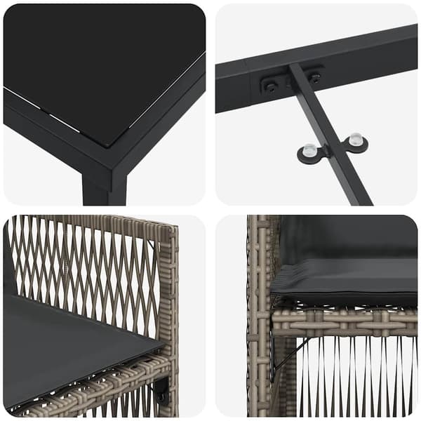 vidaXL Trädgårdsmöbelset 5 pcs Grå Pulverlackerat stål