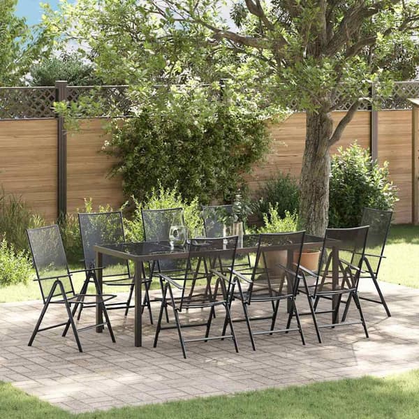 vidaXL Trädgårdsmöbelset 9 pcs Antracit Pulverlackerat stål