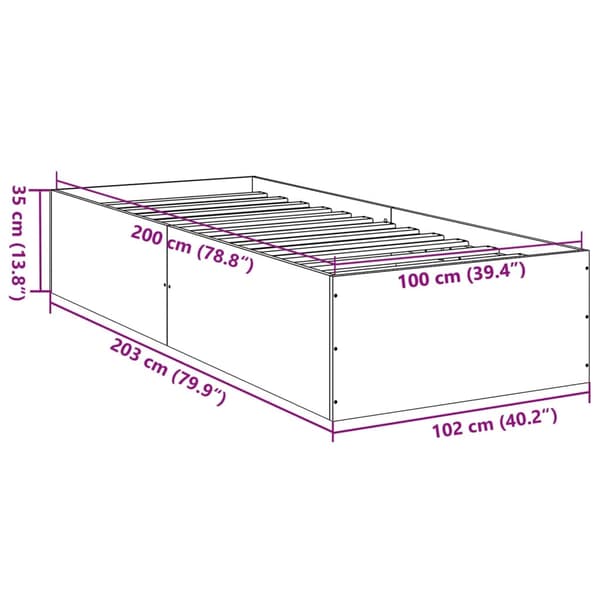 vidaXL Sengeramme sonoma eik 100x200 cm konstruert tre