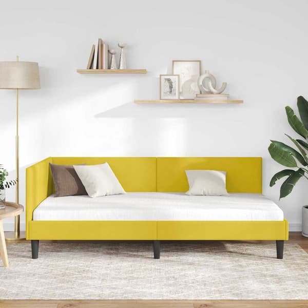 vidaXL Hörnssängram Gul 90 x 190 cm Sammet