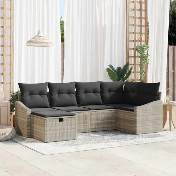 vidaXL Soffset med kudde 6 pcs konstrotting