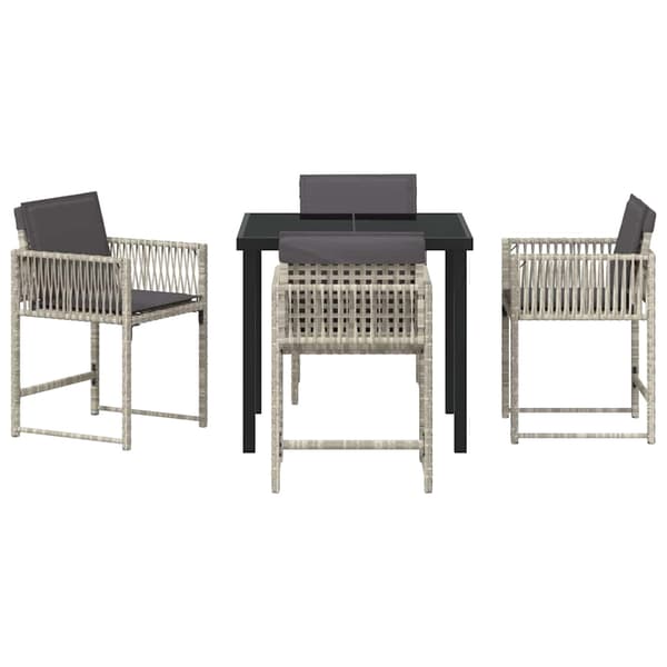 vidaXL Hage Spisegruppe 5 pcs Lysegrå polyrotting