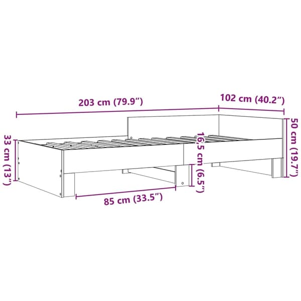 vidaXL Sengeramme grå sonoma 100x200 cm konstruert tre
