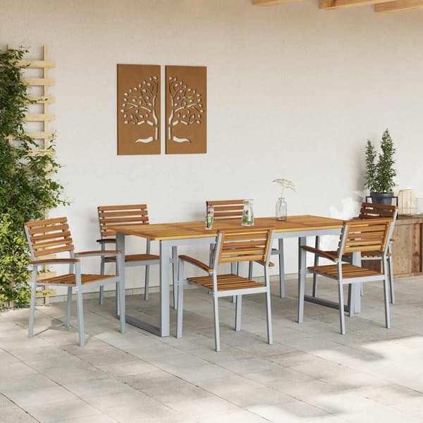 vidaXL Hage Spisegruppe 7 pcs Grå Solid akasietre