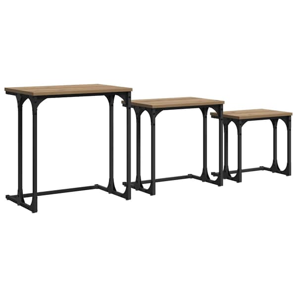 vidaXL Kaffebord med Nesting 3 pcs artisan eik Konstruert tre