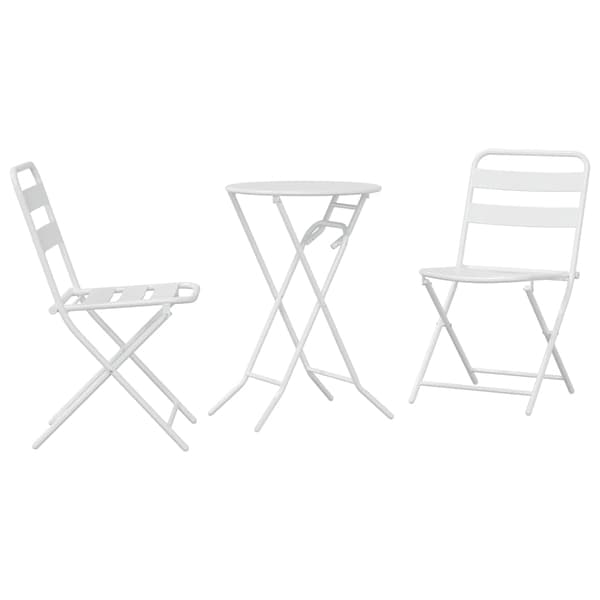 vidaXL Trädgårds Bistro Set 3 pcs Vit Stål