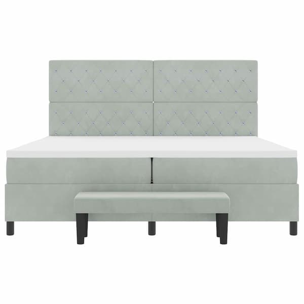 vidaXL Bäddfjäder med madrass Ljusgrå 200 x 200 cm Sammet