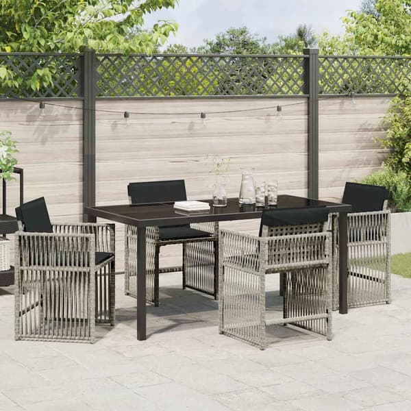 vidaXL Hage Spisegruppe 5 pcs Lysegrå polyrotting
