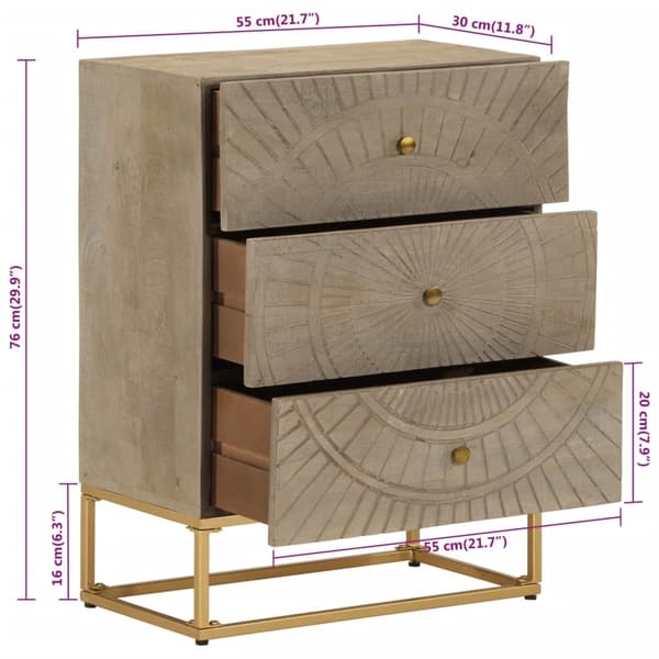 vidaXL Kommode 55x30x76 cm heltre mango og jern