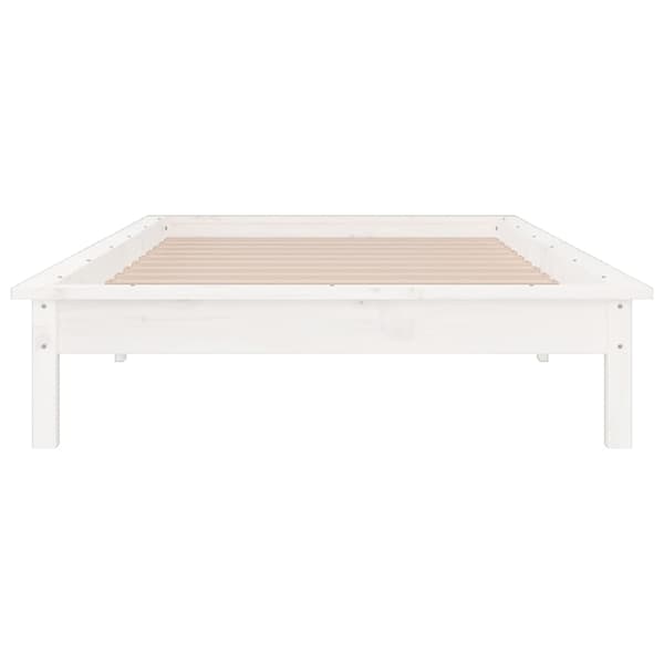 vidaXL Sengeramme med LED hvit 90x190 cm Single heltre