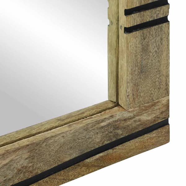 vidaXL Baderomsspeil Brun 70 x 50 x 2,5 cm Glass og solid mango tre