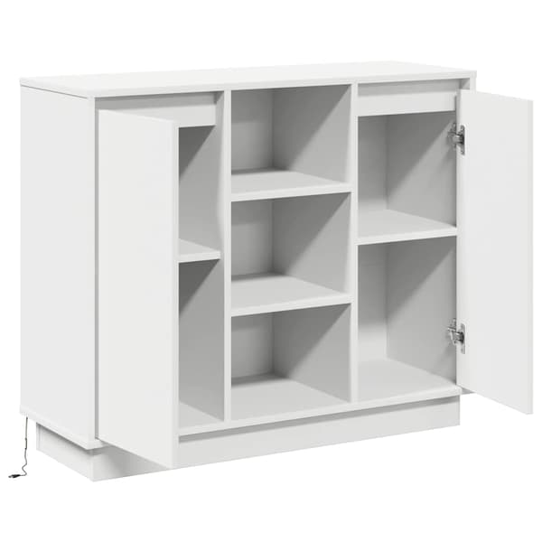 vidaXL LED sideboard Hvit 90 x 32 x 75 cm Konstruert tre