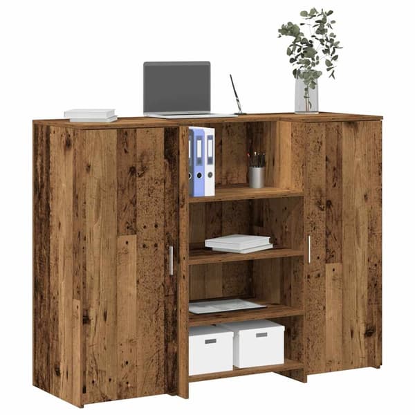 vidaXL Receptionsdisk åldrat trä 135x50x103,5 cm konstruerat trä