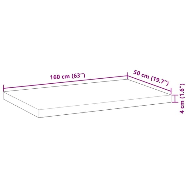 vidaXL Bordplate rektangulær 160x50x4 cm heltre akasie