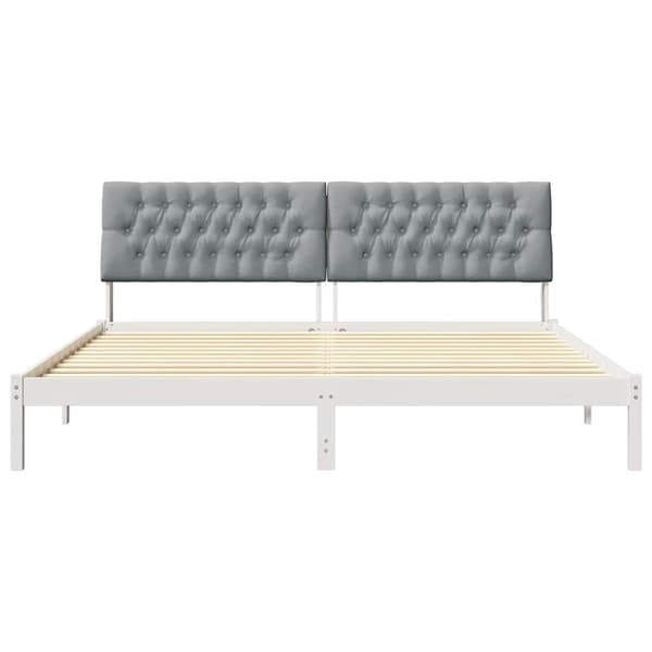 vidaXL Sängram med Vadderad Sänggavel Vit 200 x 200 cm
