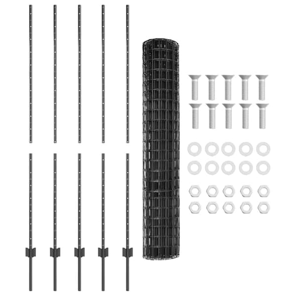 vidaXL Gjerde med stolpe Grå 1,5 x 10 m Stål og PVC