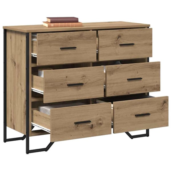 vidaXL Kommode med skuff 2 pcs Artisan Eik 91 x 35,5 x 74,5 cm